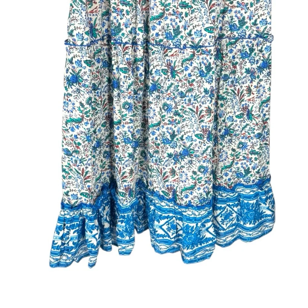Tuckernuck Blue Distressed Chintz Prado Skirt NWT XXL Tiered Maxi - Picture 4 of 9